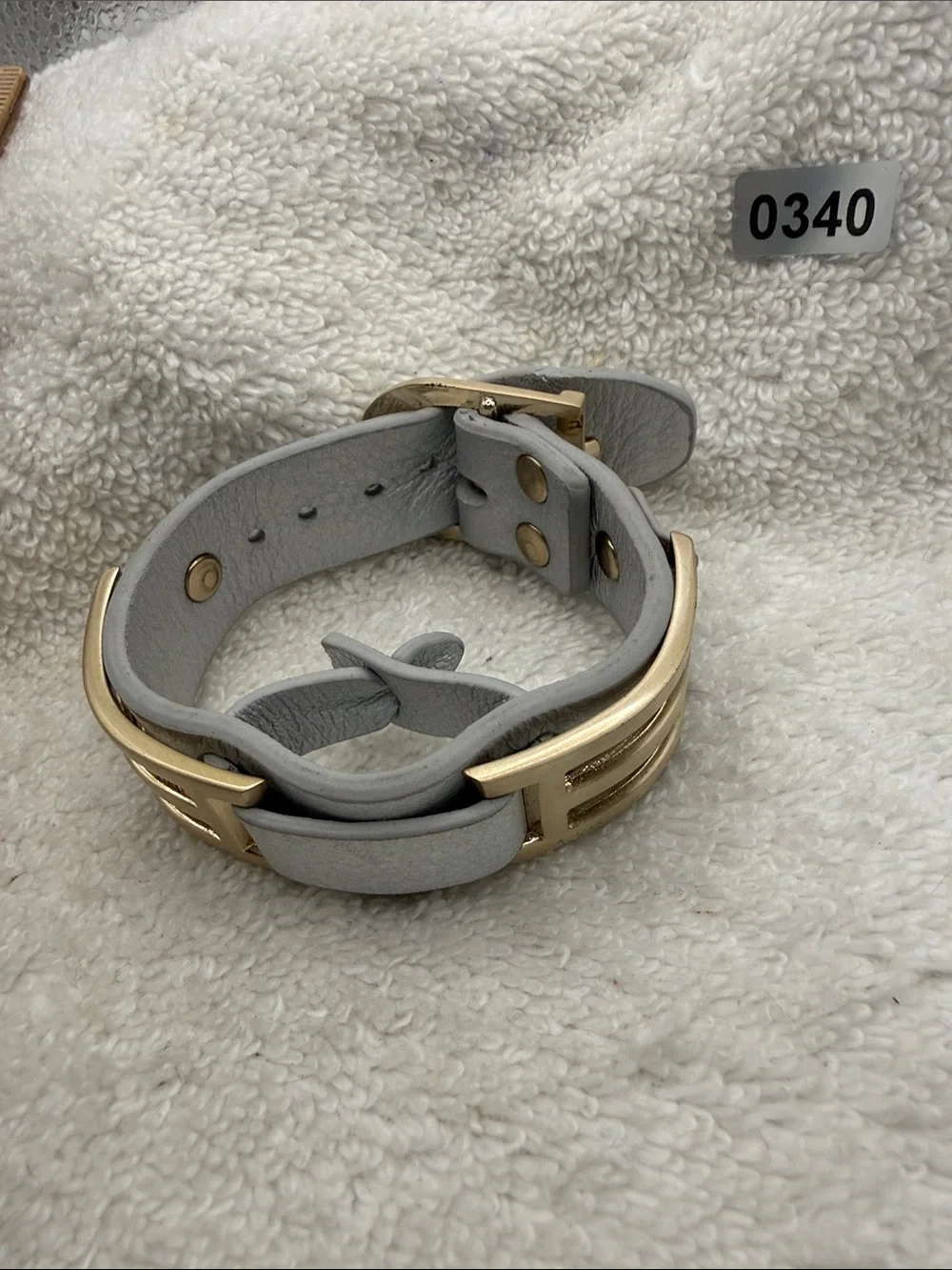 Women's Leather Bracelet with Brass Accent Hardware